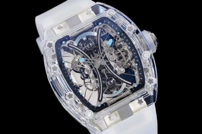 collectible Richard Mille white dial shocker is here! RM 053-02 Polo Tourbillon latest masterpiece, the most explosive tourbillon watch, front view.