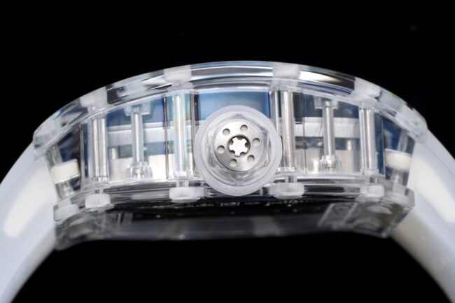 Top-tier Richard Mille white dial shock release. RM 053-02 Polo Tourbillon latest masterpiece, the hottest tourbillon watch, side view.