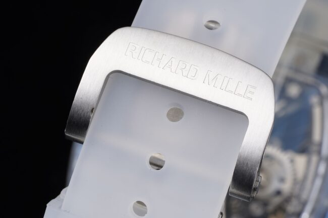 Top-tier Richard Mille white dial shocker is here! The latest masterpiece, the RM 053-02 Polo Tourbillon. The hottest tourbillon watch clasp image.