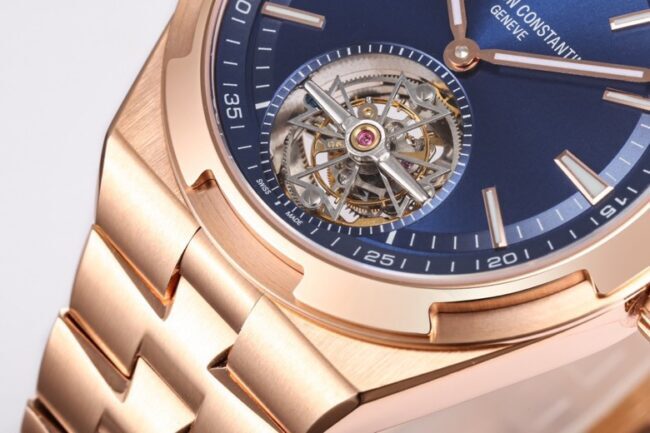 top-tiersuper cloneBBRVacheron Constantinrose goldblue dial tourbillondetail shots