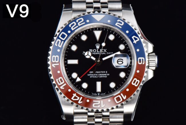 top-tier replicaＶRolexblack dialGMT-MasterGMT full series watch front view