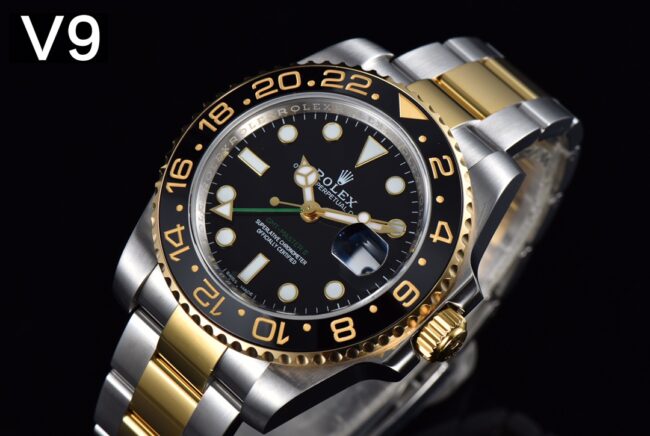 Big factory high-quality replicaＶ9Rolex indirect black dialGMT-MasterGMT full series watch front view