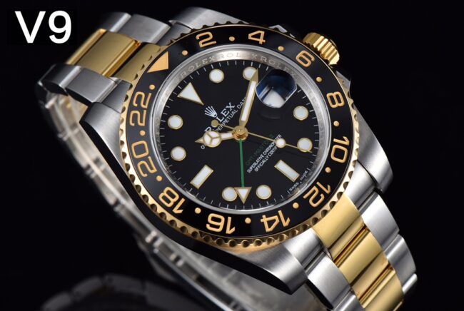 Big factory high-quality replicaＶ9Rolex indirect black dialGMT-MasterGMT full series watch front view