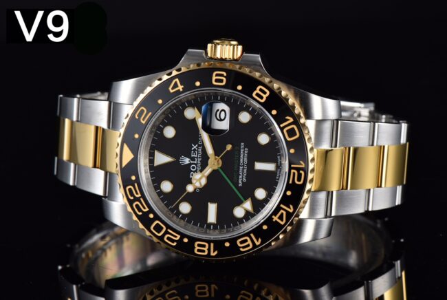 Big factory high-quality replicaＶ9Rolex indirect black dialGMT-MasterGMT full series watch front view