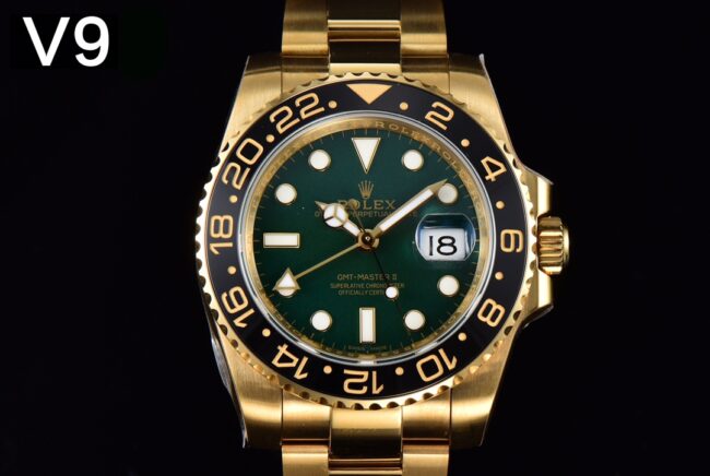 top-tiersuper cloneＶ9Rolexgreen dialGMT-MasterGMT full series watch front view