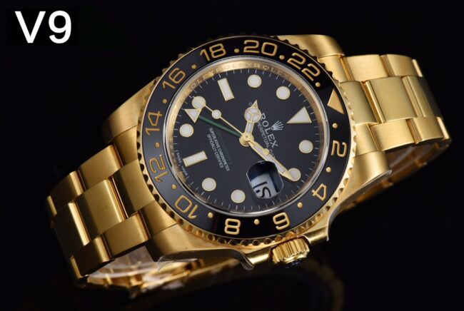 Front view of the full range of high-quality V9RolexGMT-MasterGMTblack dial watches from major manufacturers