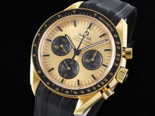 top-tiersuper cloneRM2022 legendary space watch yellow dial Omega Speedmaster series moon watch front view