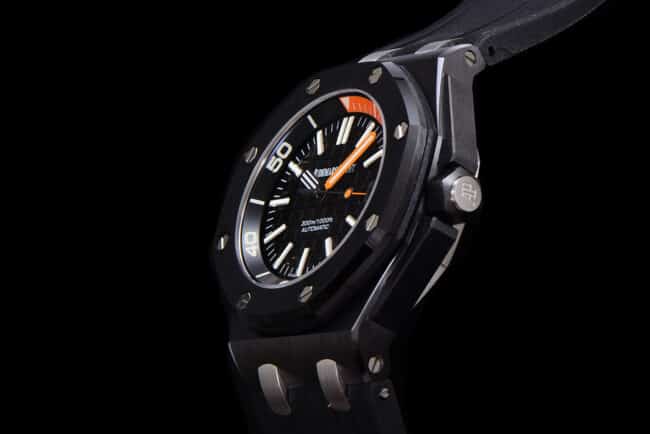 collectible watch factory AP 15707 black luminous ceramic classic watch detailed images