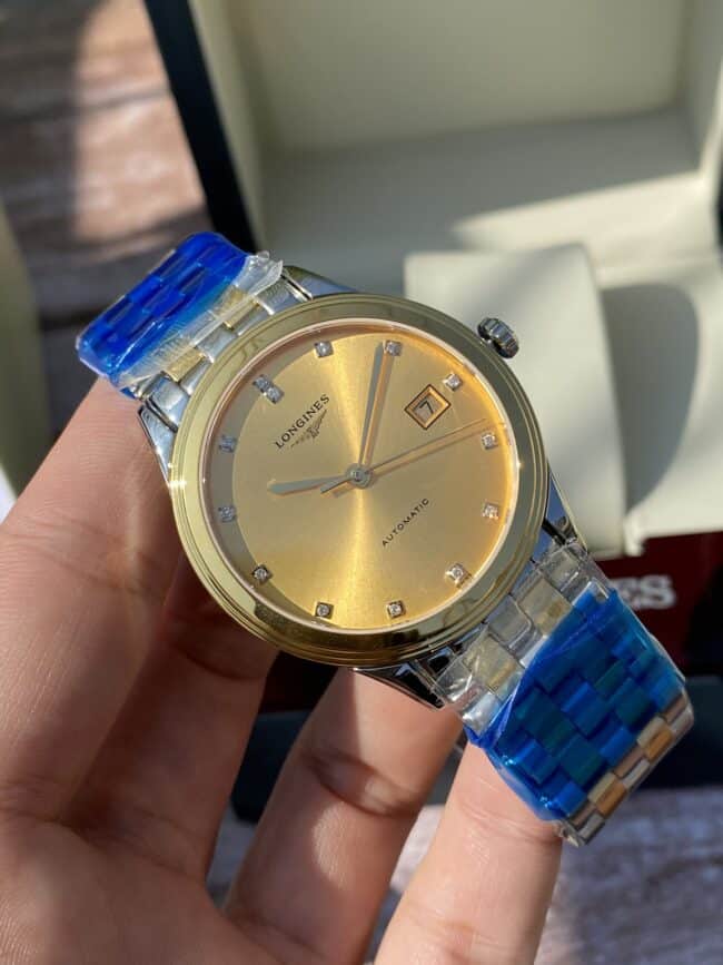Longines 18K indirect military flag series real diamond century classic men's watch front view