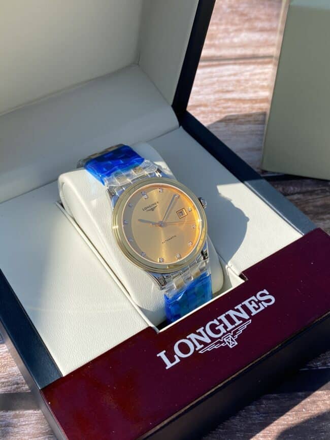 Longines 18K indirect military flag series real diamond century classic men's watch front view