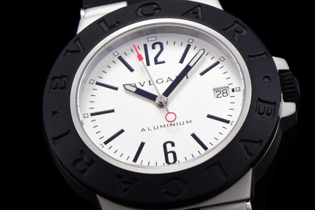 top-tier Bvlgari Steve Aoki white steel co-branded watch front view