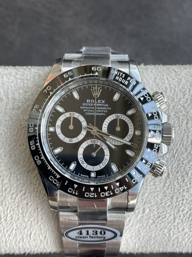 collectible C factory new black ceramic black dial Daytona 4130 movement front view