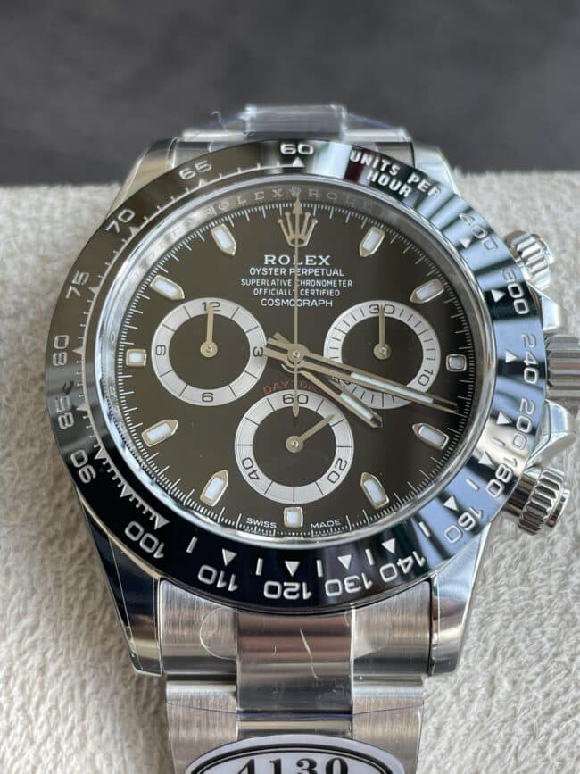 collectible C factory new black ceramic black dial Daytona 4130 movement front view