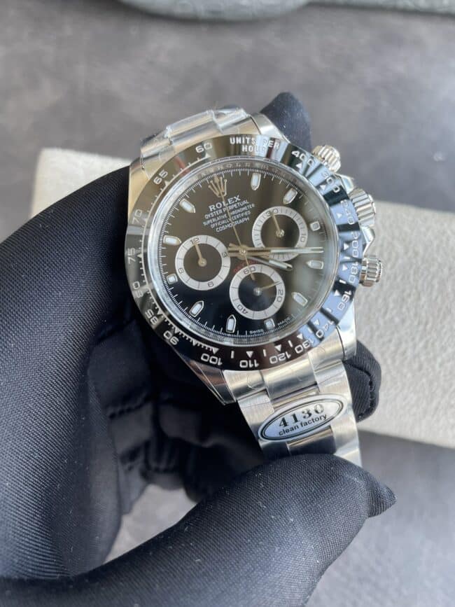 collectible C factory new black ceramic black dial Daytona 4130 movement front view
