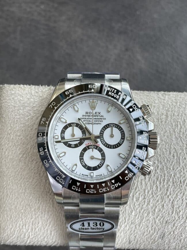Dachang high-quality replicaC factory new Panda ceramic white steel Daytona4130movement front view