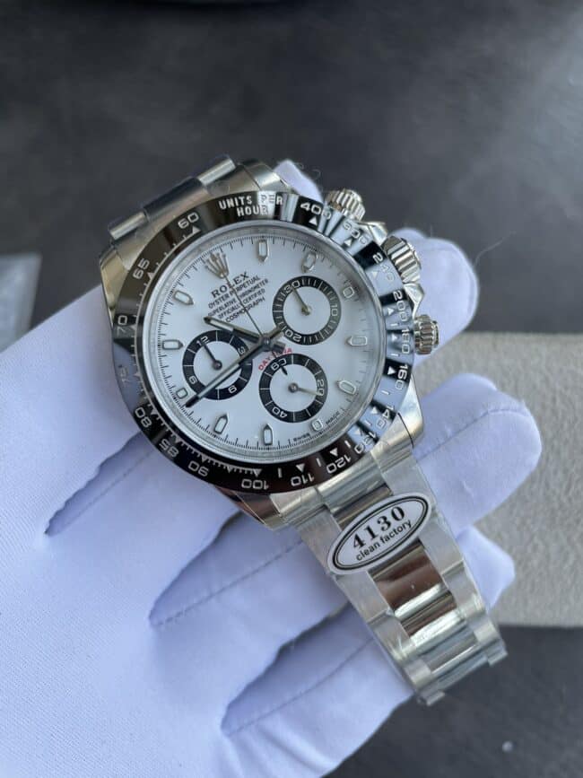 Dachang high-quality replicaC factory new Panda ceramic white steel Daytona4130movement front view