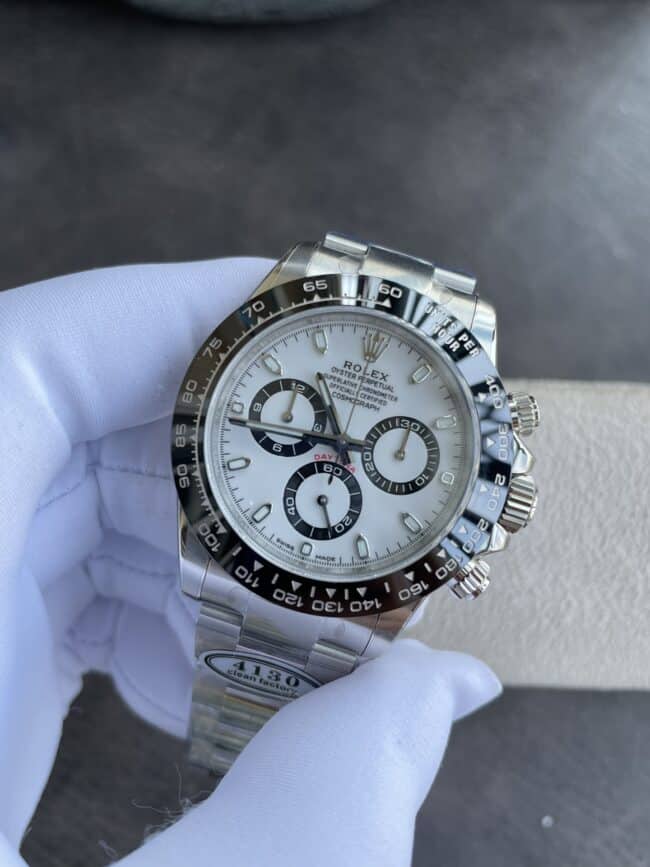 Dachang high-quality replicaC factory new Panda ceramic white steel Daytona4130movement front view