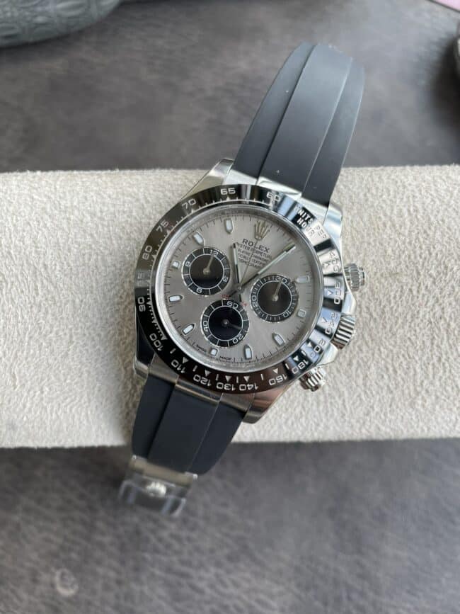 top-tiersuper cloneC factory Rolex new gray plate white goldDaytona4130movement men's watch front view