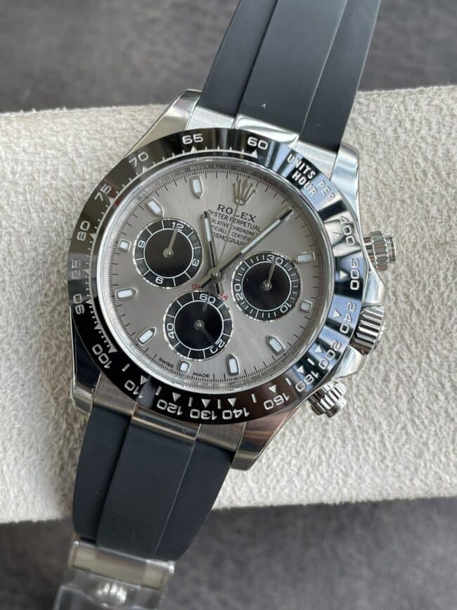 top-tiersuper cloneC factory Rolex new gray plate white goldDaytona4130movement men's watch front view