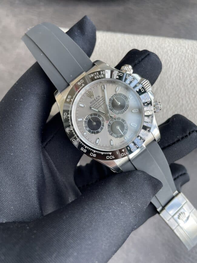 top-tiersuper cloneC factory Rolex new gray plate white goldDaytona4130movement men's watch front view