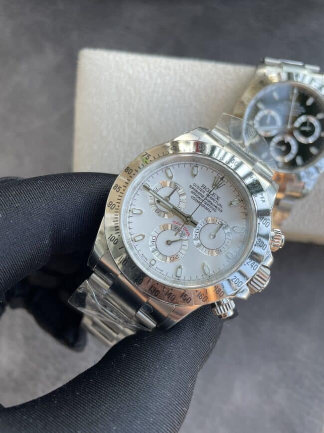 Dachang high-quality replicaC factory Rolex new white steel Daytona4130movement men's watch front view