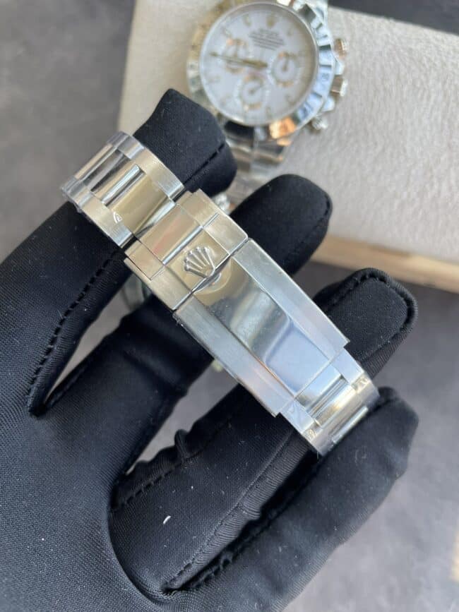 top-tier replicaRolexC factory new white steel Di Daytona4130movement men's watch clasp picture