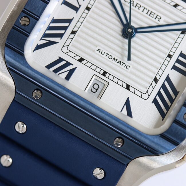 top-tiersuper cloneCartierGF Santos rubber strap men's watch detail shots