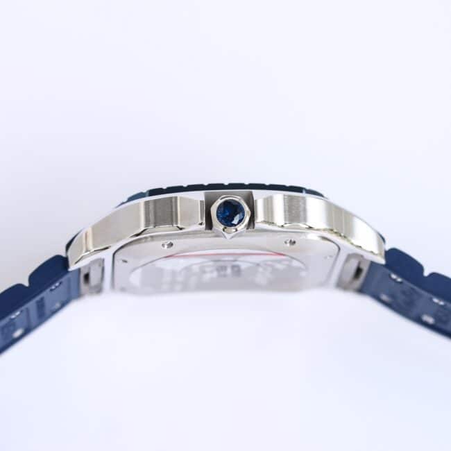 top-tiersuper cloneCartierGF Santos rubber strap men's watch side view