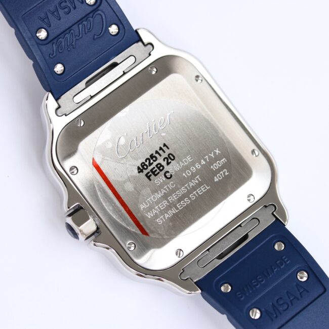 top-tiersuper cloneCartierGF Santos rubber strap men's watch back cover picture