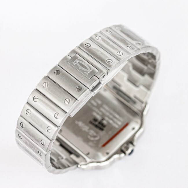 Cartier new GF Santos white steel rubber strap men's watch clasp picture