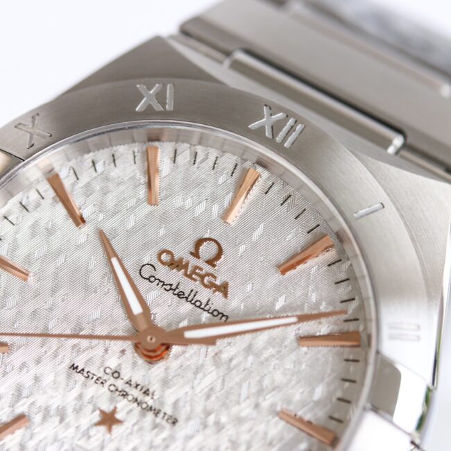Large factory Omega white steel OR original mold opening new product 39mm Constellation series stainless steel watch detail map