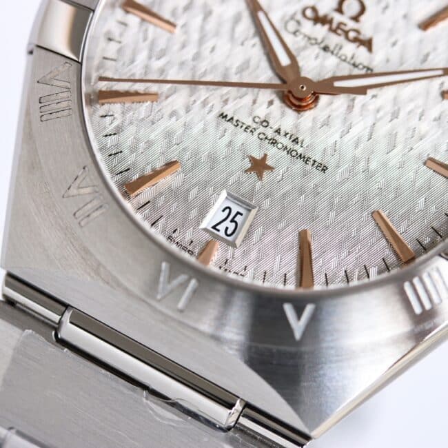 Large factory Omega white steel OR original mold opening new product 39mm Constellation series stainless steel watch detail map