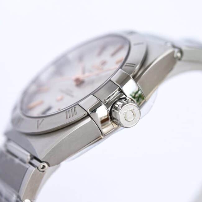 collectible Omega stainless steel OR original mold new 39mm Constellation series stainless steel watch side view