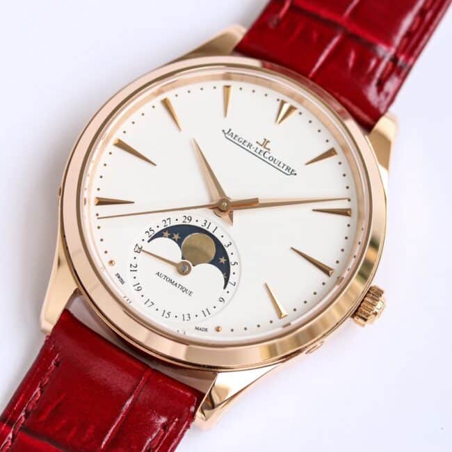 top-tier replicaGF FactoryJaeger-LeCoultre ultra-thin master series moon phase36mm stainless steelcase watch front view