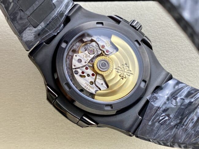 top-tier replicaPatek PhilippeNautilusblack dial5711 carbon fiber aesthetic presentation movement diagram