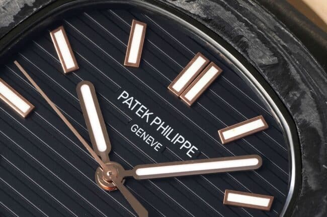The aesthetic presentation of Patek Philippe Nautilus 5711 carbon fiber is reinvented by DiW to create watch detail shots