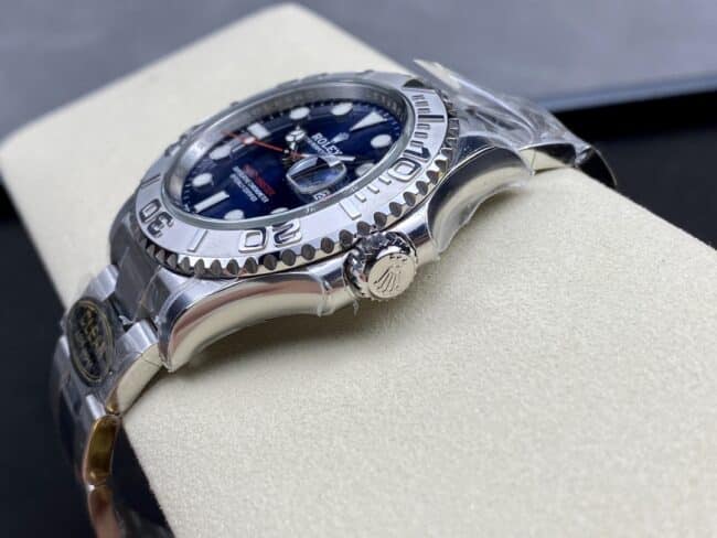 top-tier replicaC factory Rolex blue dial yacht series 3235movement904 stainless steel watch side view