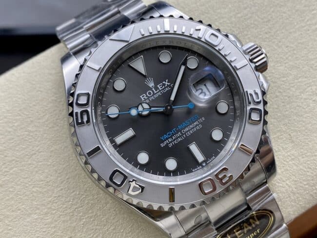 Top C factory Rolex Yacht-Master series black dial 3235 movement 904 stainless steel watch front view