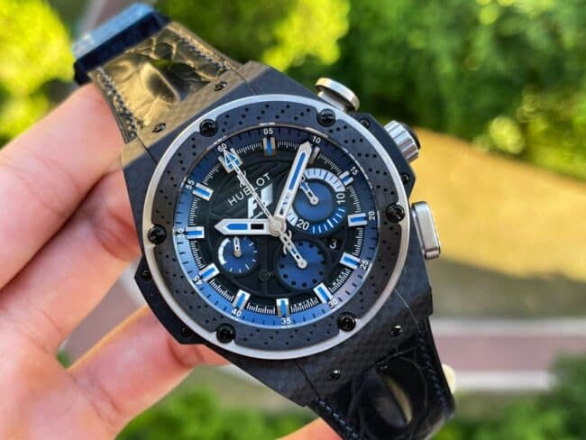top-tier replicaV6 factory Hublot track blue storm 48MM king supreme series men's watch front view