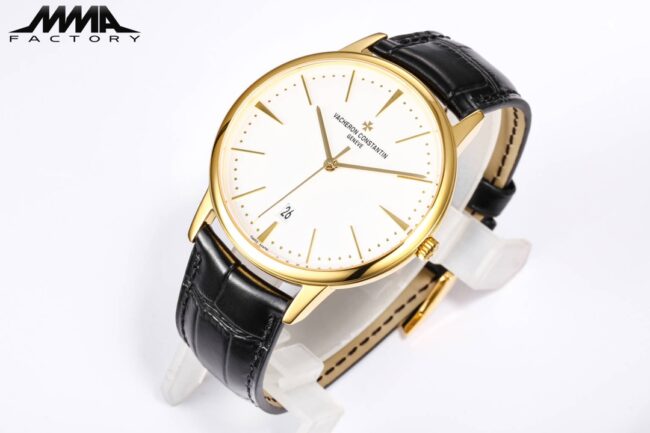top-tier replicaMMA factory Vacheron Constantin18krose gold heritage series 85180 men's watch front view