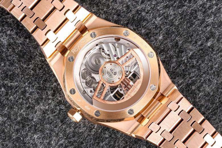 top-tiersuper cloneR8 factory recently released the new 2022 Audemars Piguetrose gold gray plate Royal Oak self-winding tourbillon watch movement picture