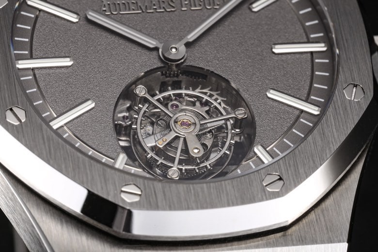 top-tier replicaR8 factory 2022 Audemars Piguet gray plate Royal Oak self-winding tourbillon men's watch detail shots