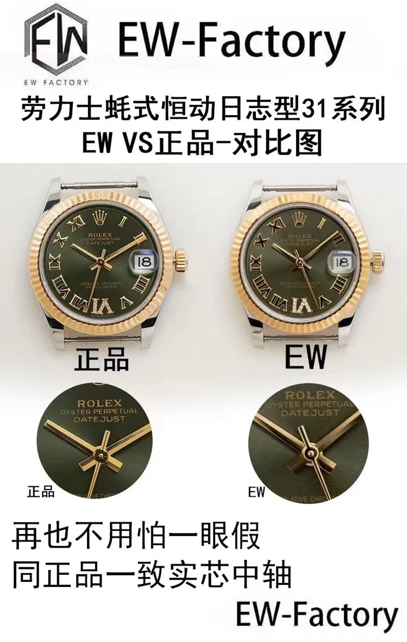 EW Rolex Top collectible watches Oyster Perpetual Logo 31mm Real and Fake Comparison Review