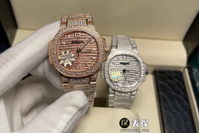 GR factory Patek Philippe71181:1top-tier watch ladies pavé diamond plate steel bracelet model pictures and prices front live photo