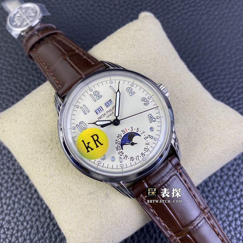 KR factory Patek Philippe super complex timepiece 5320G-001top-tier 1:1super watch men's breast white dialleather strap model pictures and prices front live photo