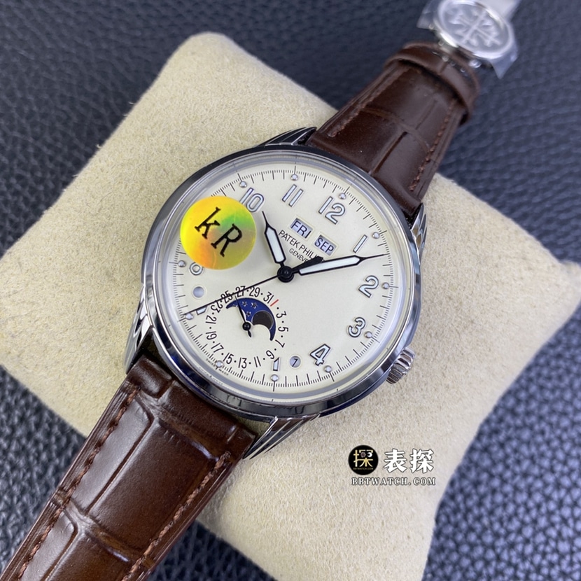 KR factory Patek Philippe super complex timepiece 5320G-001top-tier 1:1super watch men's breast white dialleather strap model pictures and prices front live photo