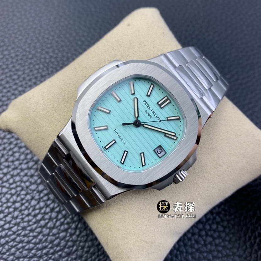 3K FactoryPatek Philippe sporty and elegant Tiffany Nautilus watch men's Tiffany blue dialsteel bracelet picture and price front live photo