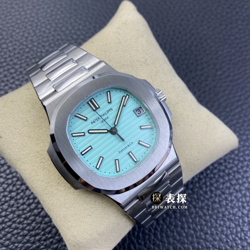 3K FactoryPatek Philippe sporty and elegant Tiffany Nautilus watch men's Tiffany blue dialsteel bracelet picture and price front live photo