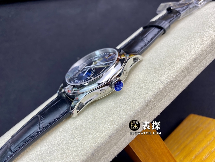 KM factory Patek Philippe complex function timepiece 5205G1:1super watch men's blue dialmoon phaseleather strap model pictures and prices side live photo