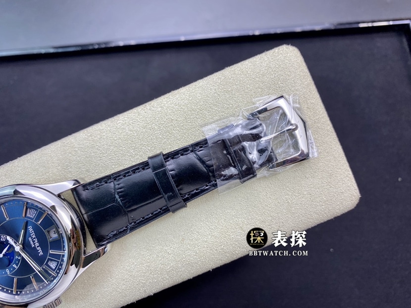 KM factory Patek Philippe complex function timepiece 5205G1:1super watch men's blue dialmoon phaseleather strap model pictures and prices clasplive photos